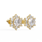 Round Brilliant Lab Grown Diamond Floral Halo Stud Earrings