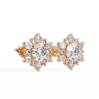 Round Brilliant Lab Grown Diamond Floral Halo Stud Earrings