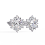 Round Brilliant Lab Grown Diamond Floral Halo Stud Earrings