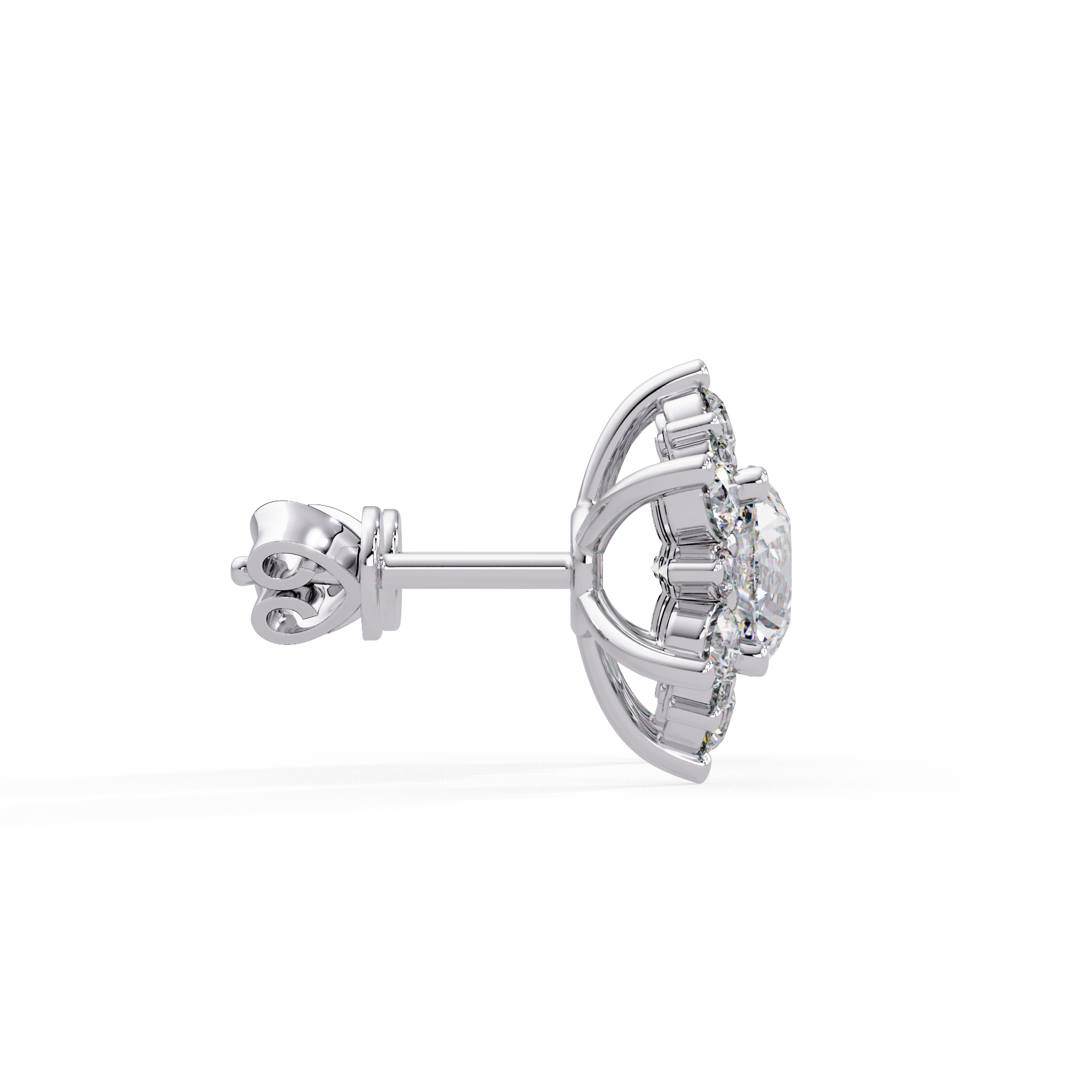 Round Brilliant Lab Grown Diamond Floral Halo Stud Earrings