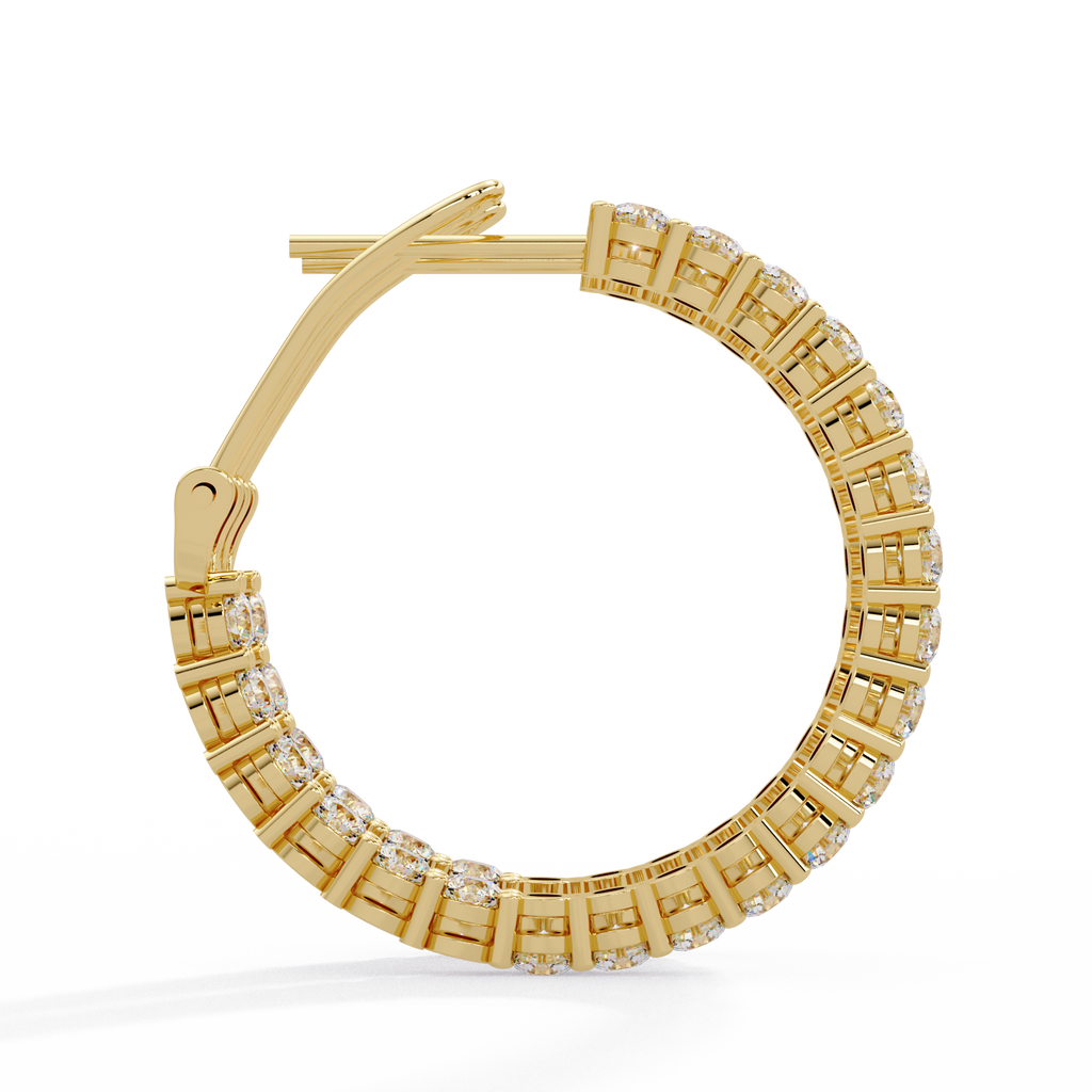 Round Brilliant Lab Grown Diamond Halo Hoop Earrings