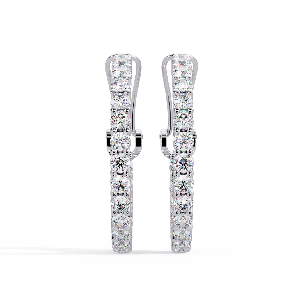 Round Brilliant Lab Grown Diamond Halo Hoop Earrings