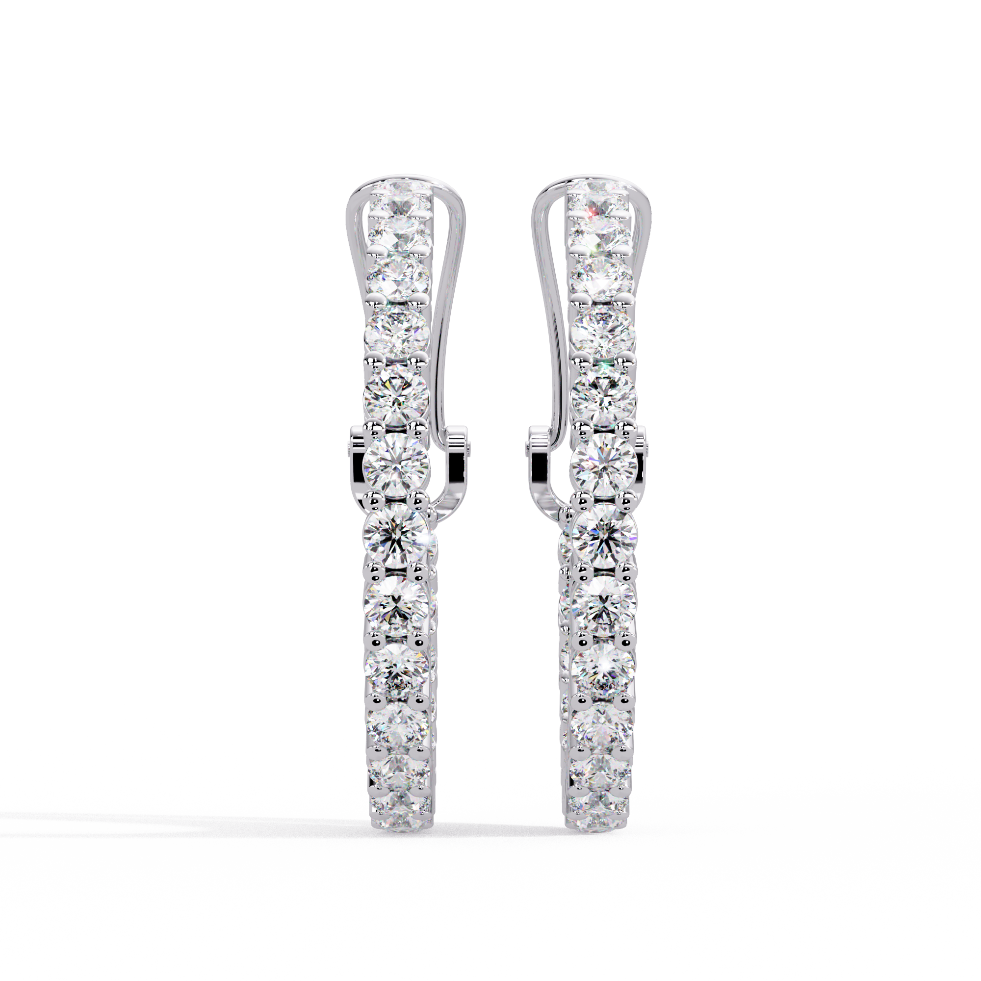 Round Brilliant Lab Grown Diamond Halo Hoop Earrings
