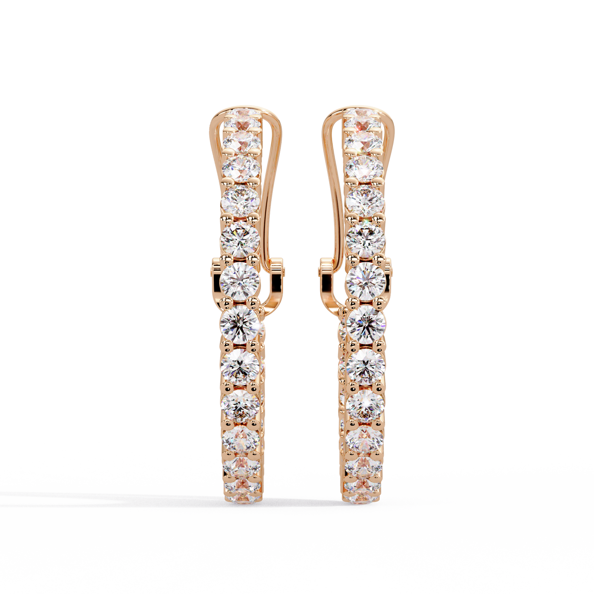 Round Brilliant Lab Grown Diamond Halo Hoop Earrings