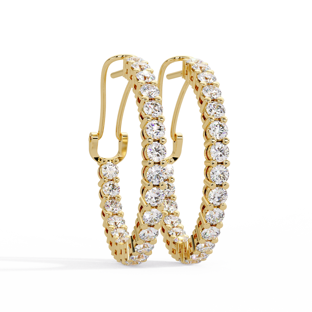 Round Brilliant Lab Grown Diamond Halo Hoop Earrings