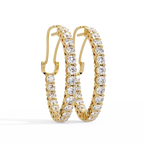 Round Brilliant Lab Grown Diamond Halo Hoop Earrings