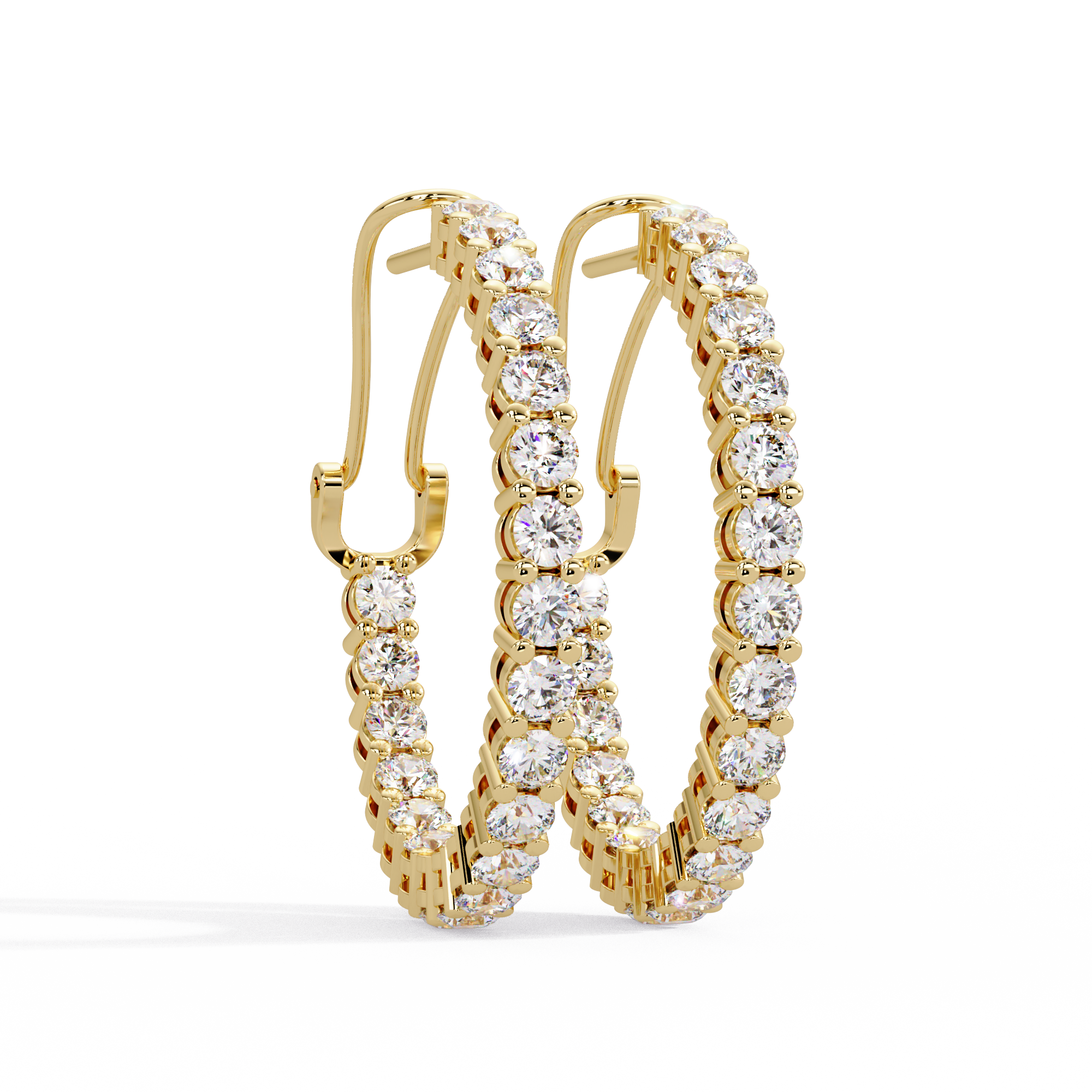 Round Brilliant Lab Grown Diamond Halo Hoop Earrings