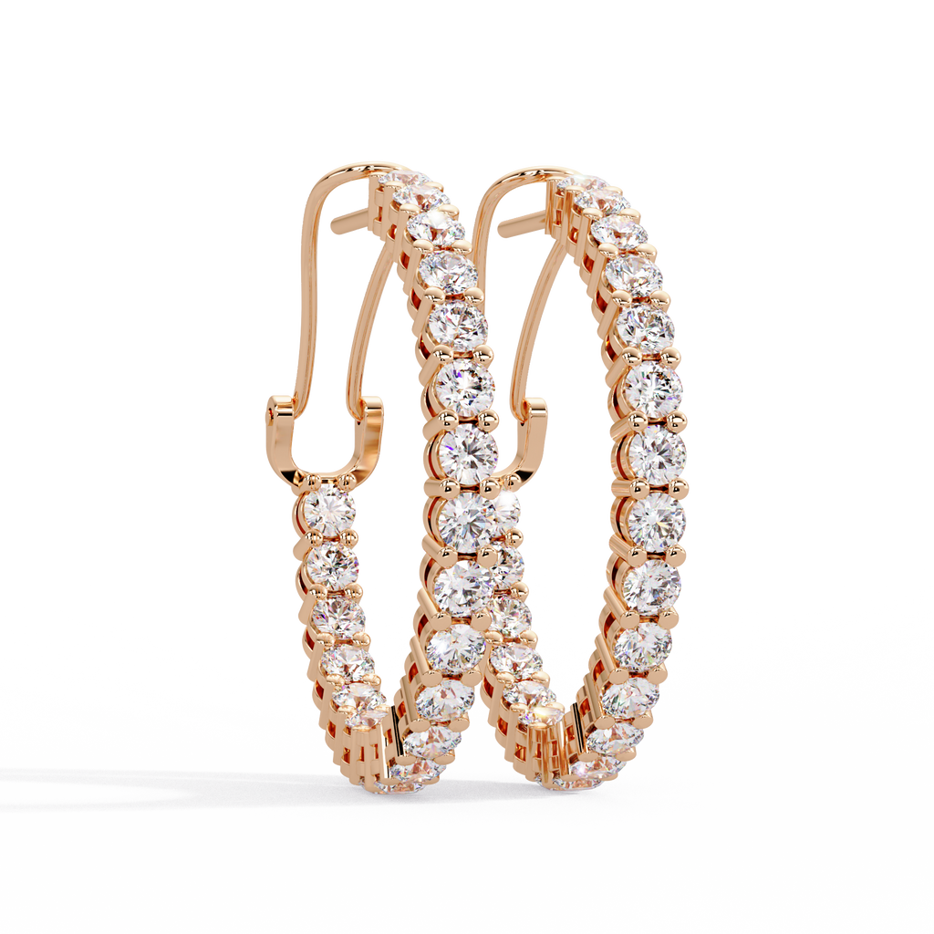 Round Brilliant Lab Grown Diamond Halo Hoop Earrings