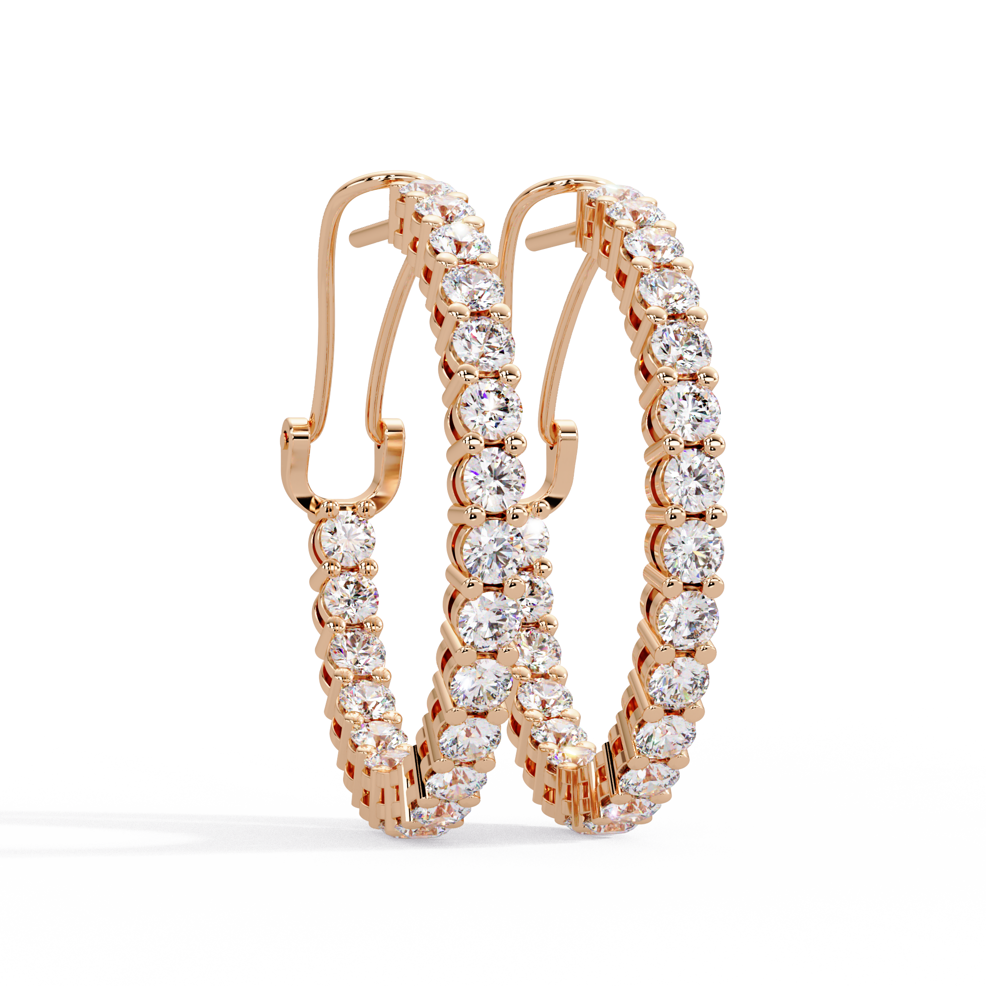 Round Brilliant Lab Grown Diamond Halo Hoop Earrings