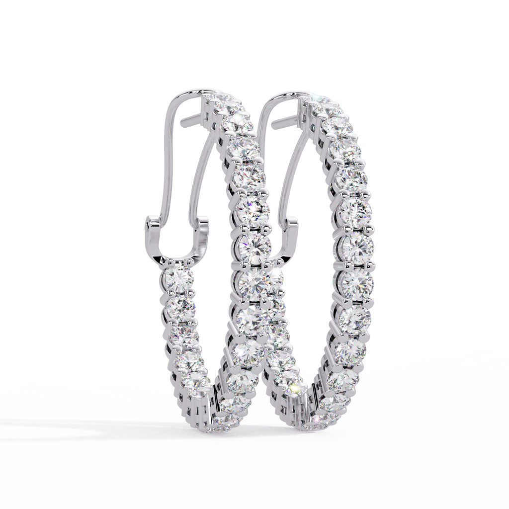 Round Brilliant Lab Grown Diamond Halo Hoop Earrings
