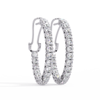 Round Brilliant Lab Grown Diamond Halo Hoop Earrings