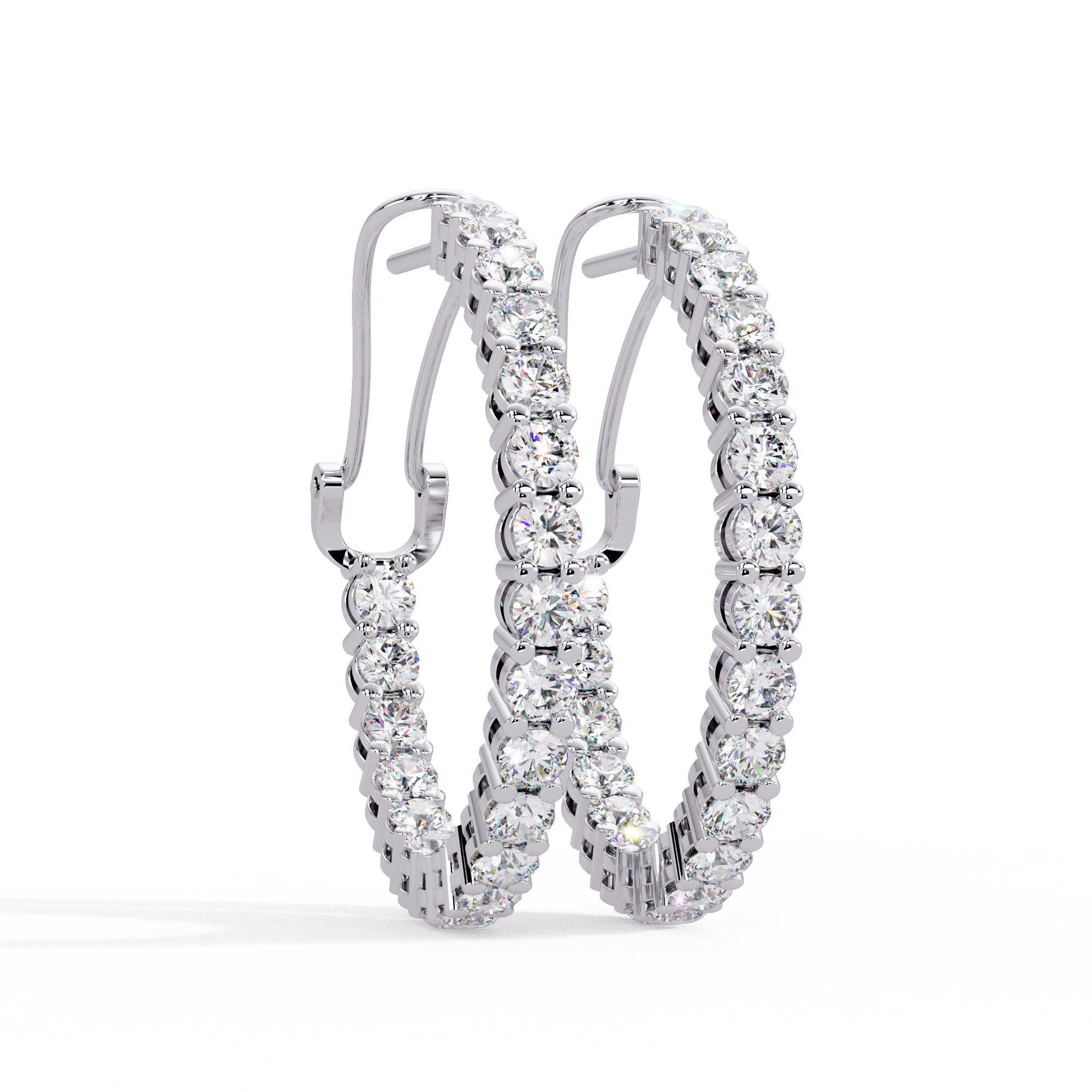 Round Brilliant Lab Grown Diamond Halo Hoop Earrings