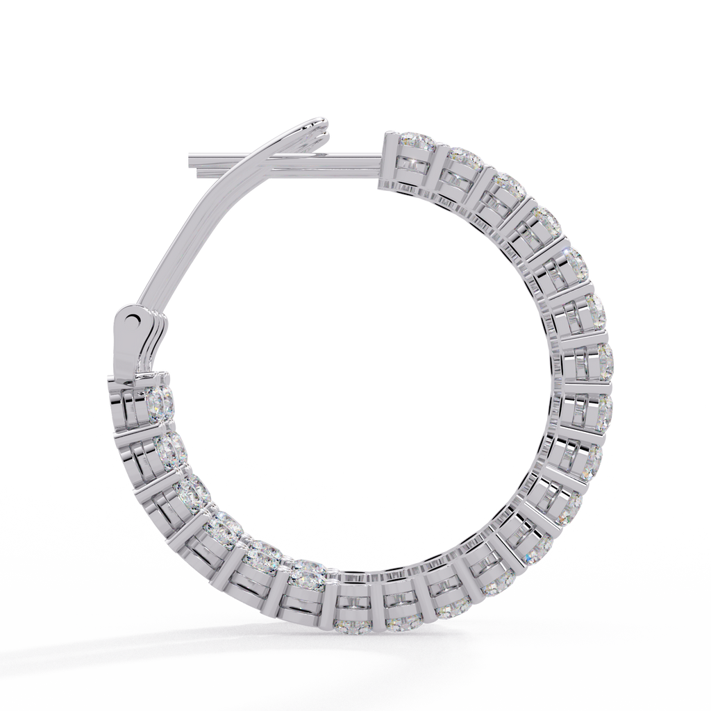 Round Brilliant Lab Grown Diamond Halo Hoop Earrings