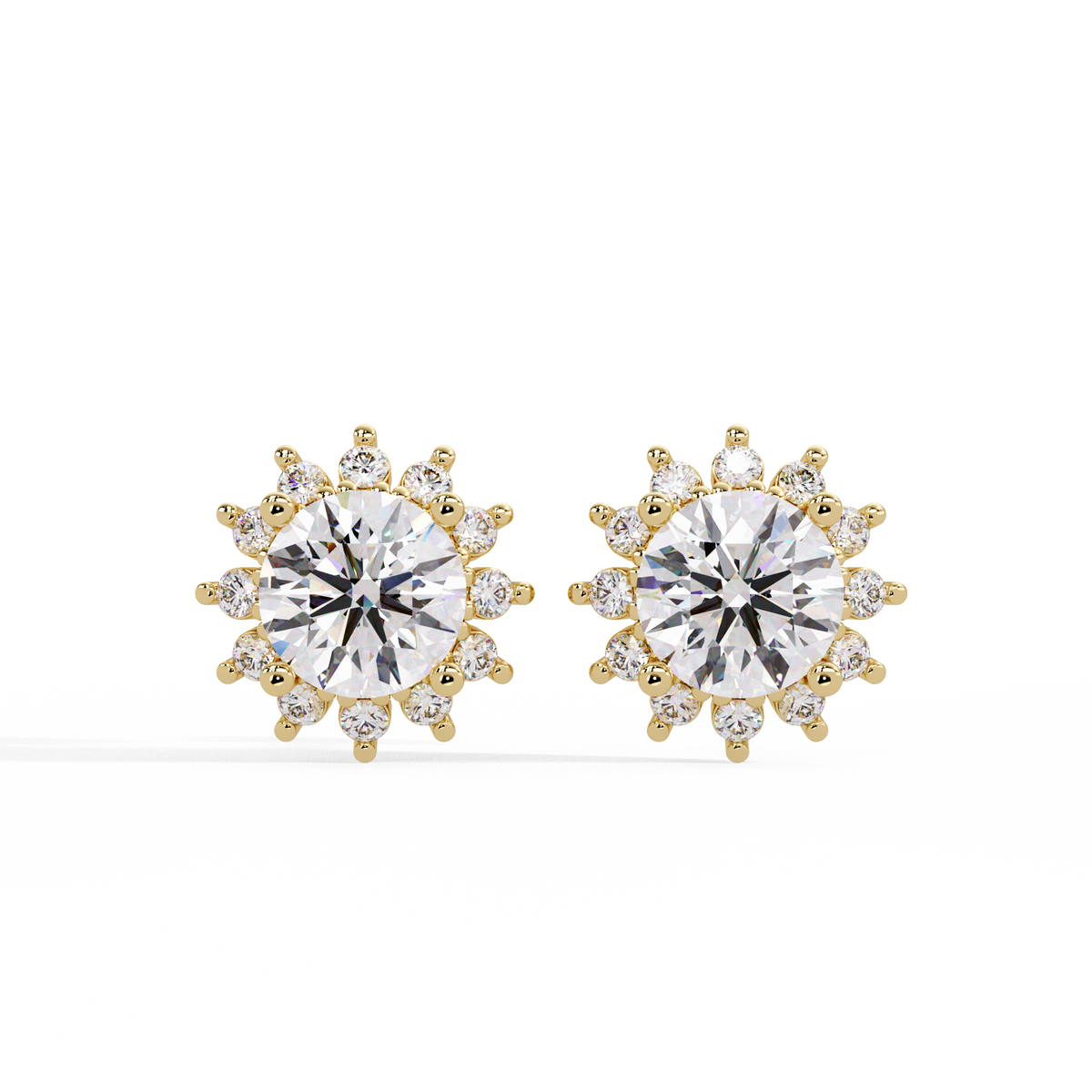 Oval Cut Lab Grown Diamond Floral Halo Stud Earrings