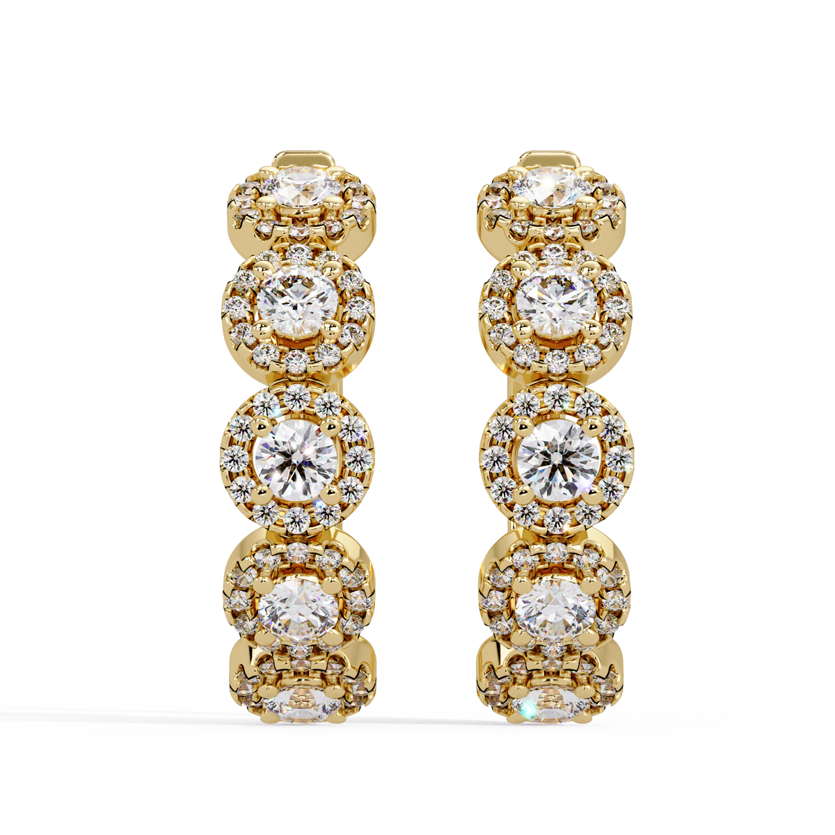 Round Brilliant Lab Grown Diamond Halo Hoop Earrings