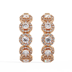 Round Brilliant Lab Grown Diamond Halo Hoop Earrings