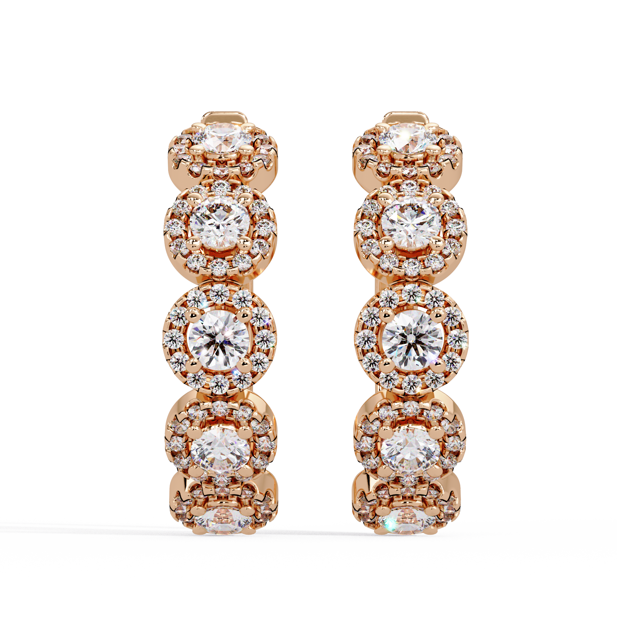 Round Brilliant Lab Grown Diamond Halo Hoop Earrings