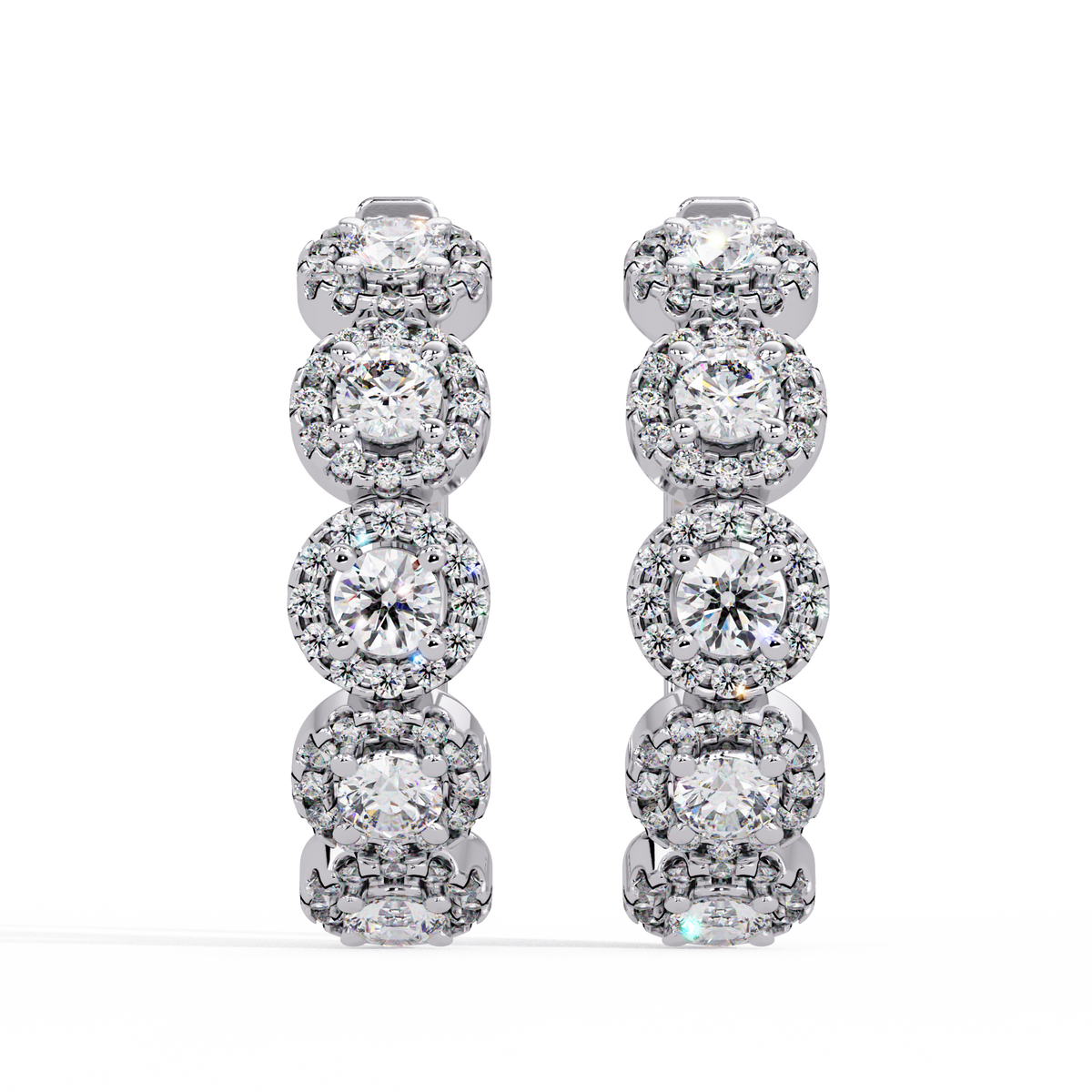Round Brilliant Lab Grown Diamond Halo Hoop Earrings