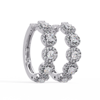 Round Brilliant Lab Grown Diamond Halo Hoop Earrings
