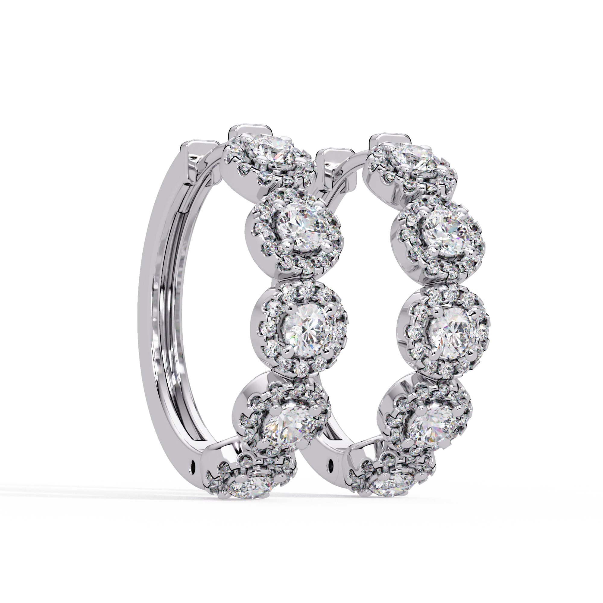 Round Brilliant Lab Grown Diamond Halo Hoop Earrings