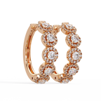 Round Brilliant Lab Grown Diamond Halo Hoop Earrings
