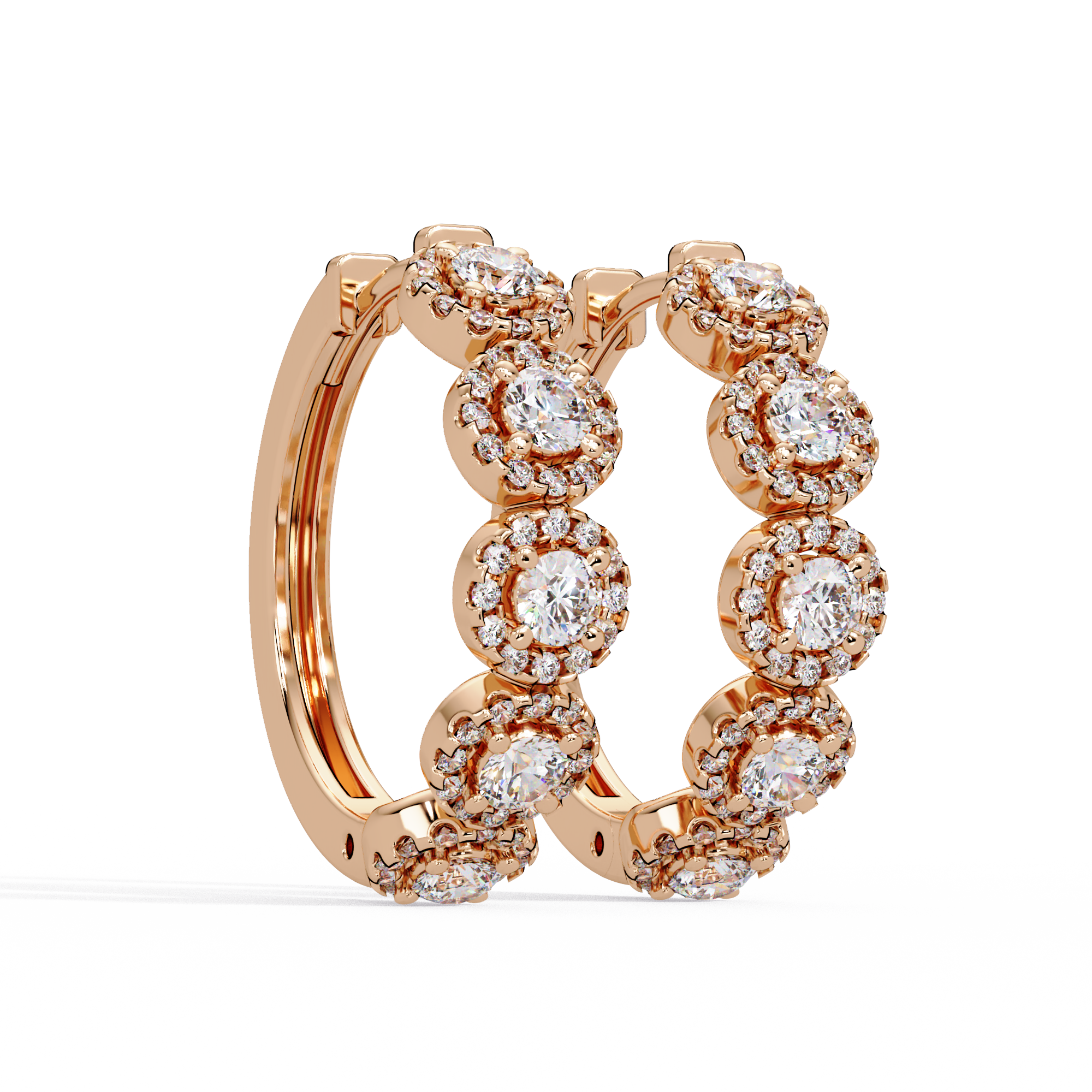 Round Brilliant Lab Grown Diamond Halo Hoop Earrings