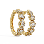 Round Brilliant Lab Grown Diamond Halo Hoop Earrings