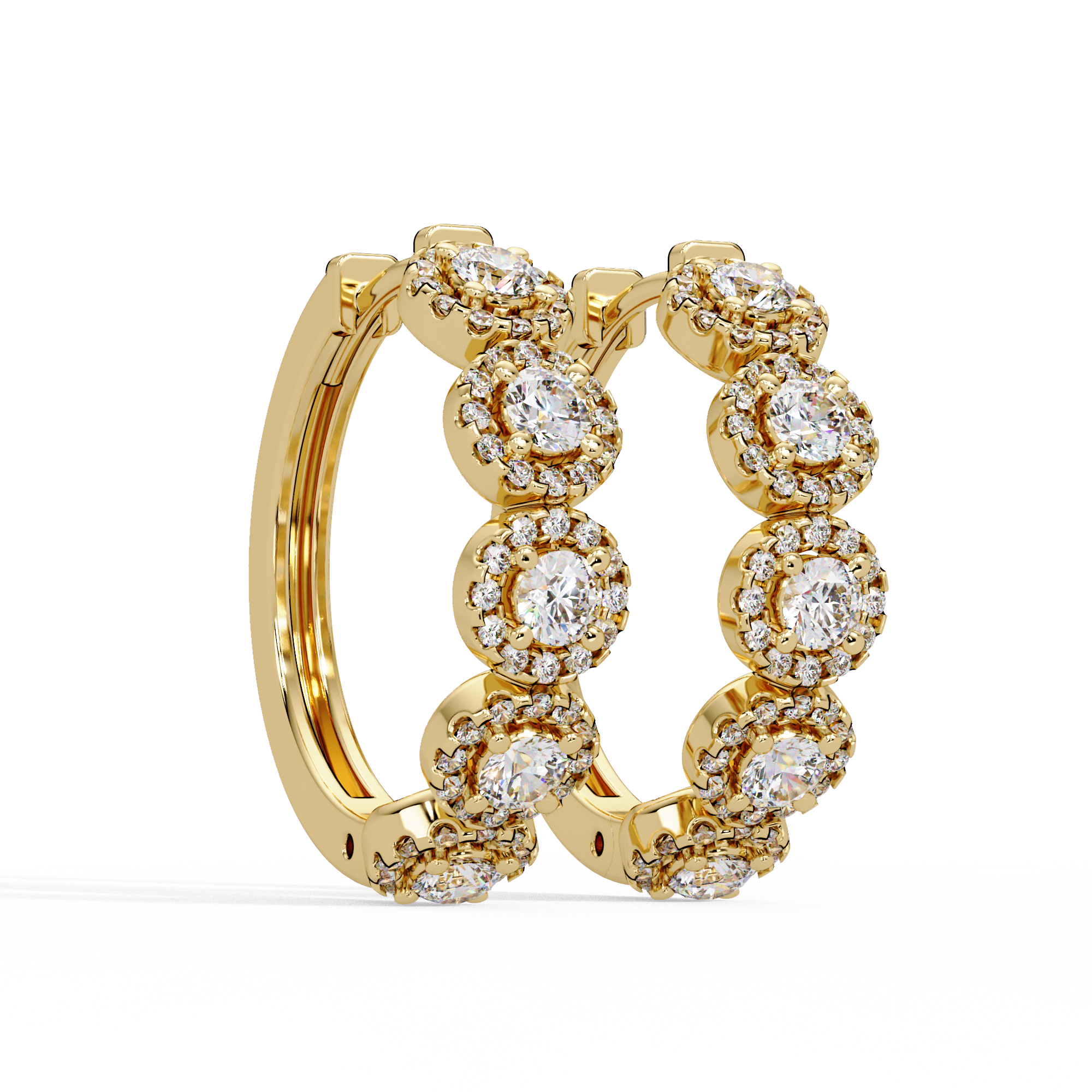 Round Brilliant Lab Grown Diamond Halo Hoop Earrings