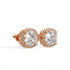 Round Brilliant Halo Lab Grown Diamond Stud Earrings