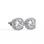Round Brilliant Halo Lab Grown Diamond Stud Earrings
