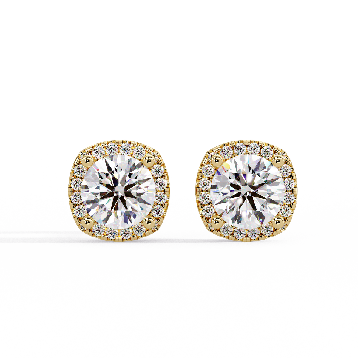 Round Brilliant Halo Lab Grown Diamond Stud Earrings