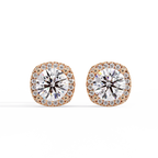 Round Brilliant Halo Lab Grown Diamond Stud Earrings