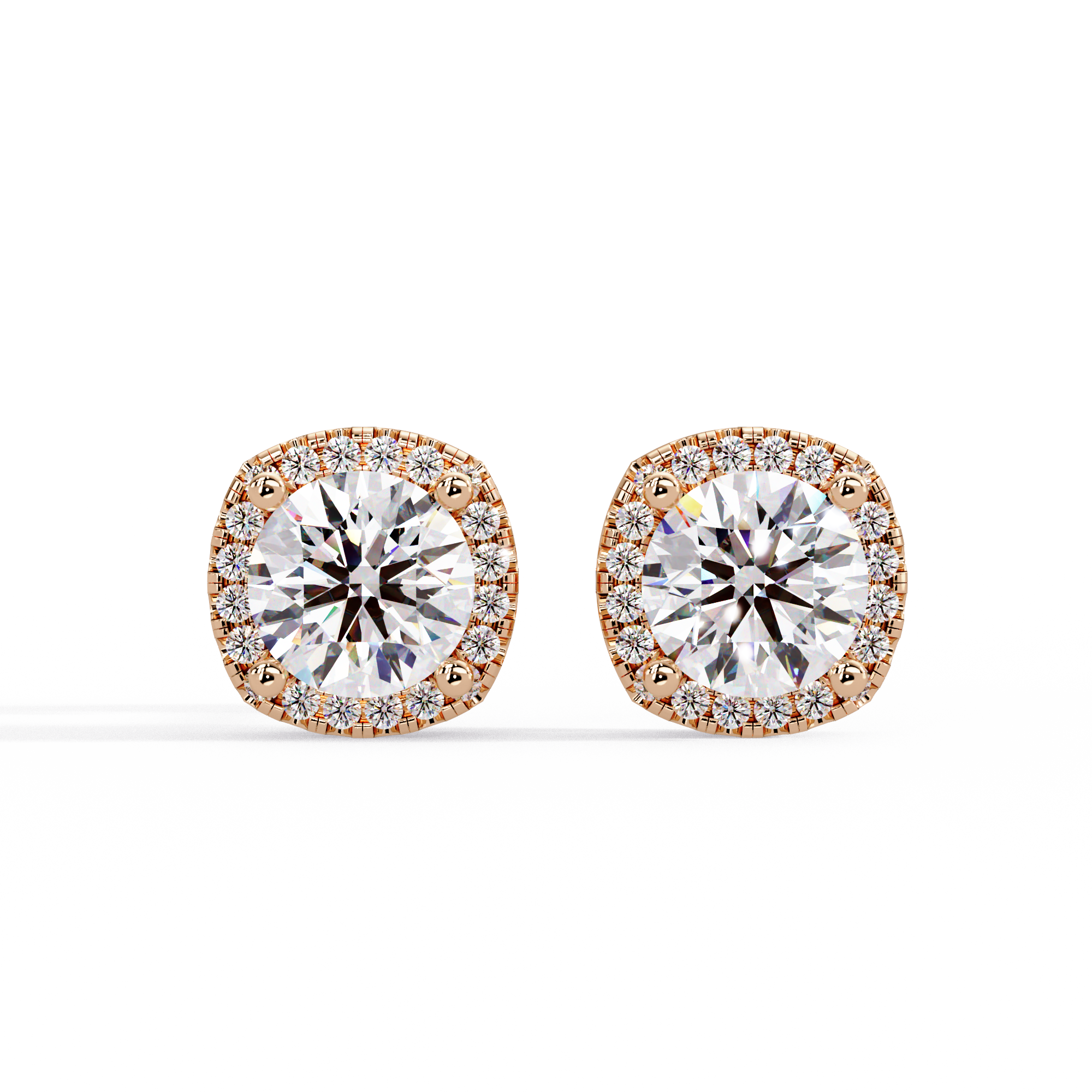 Round Brilliant Halo Lab Grown Diamond Stud Earrings