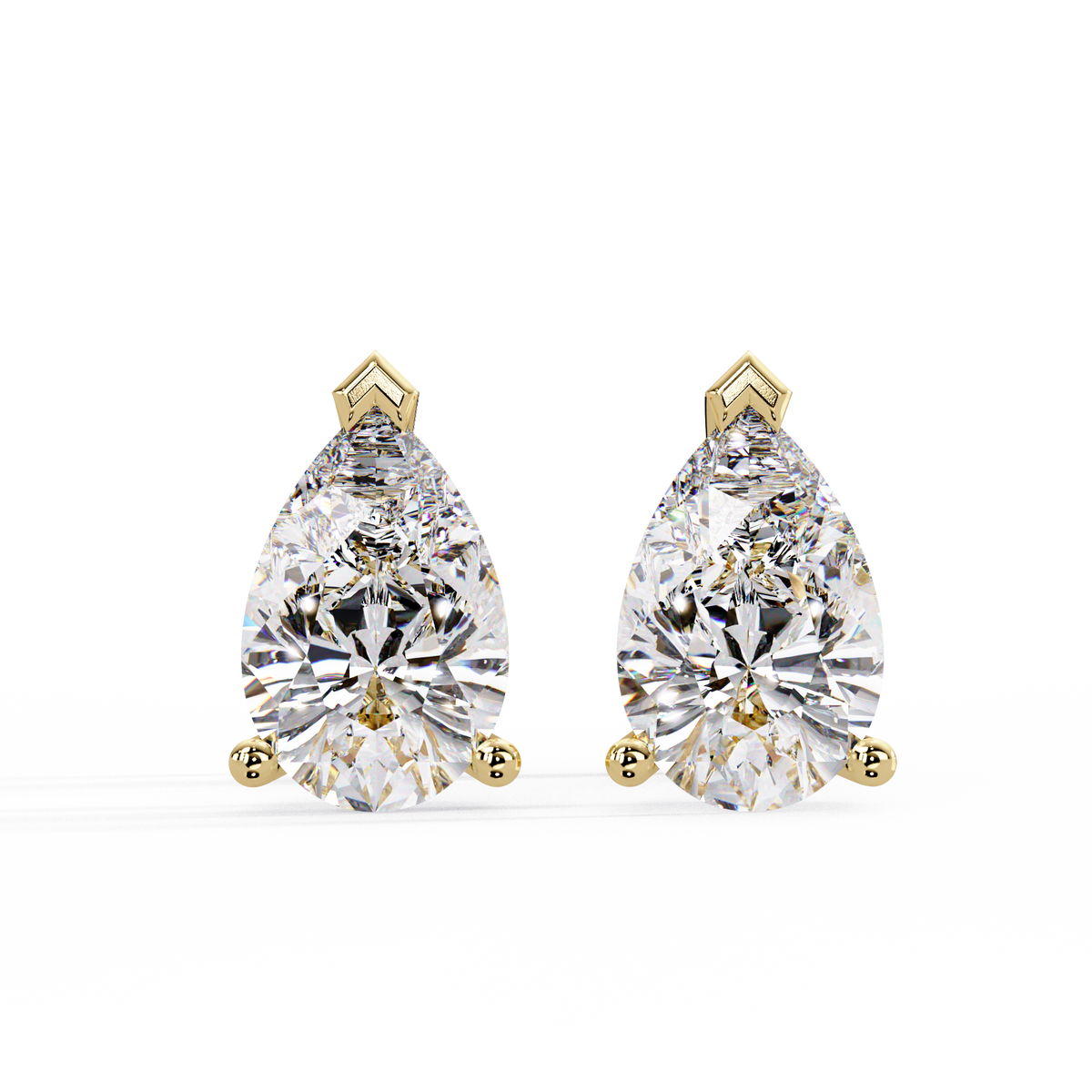 Pear Cut Solitaire Lab Grown Diamond Stud Earrings