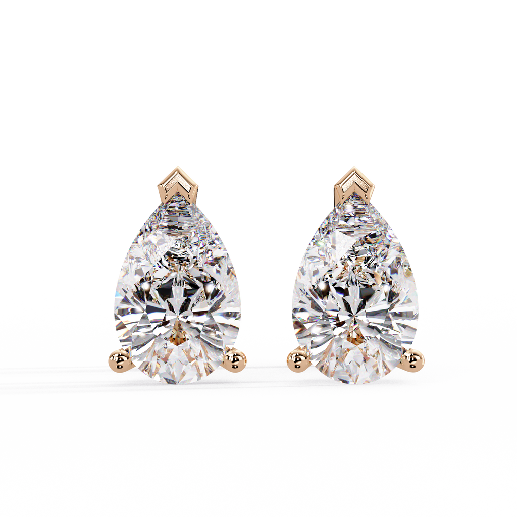 Pear Cut Solitaire Lab Grown Diamond Stud Earrings
