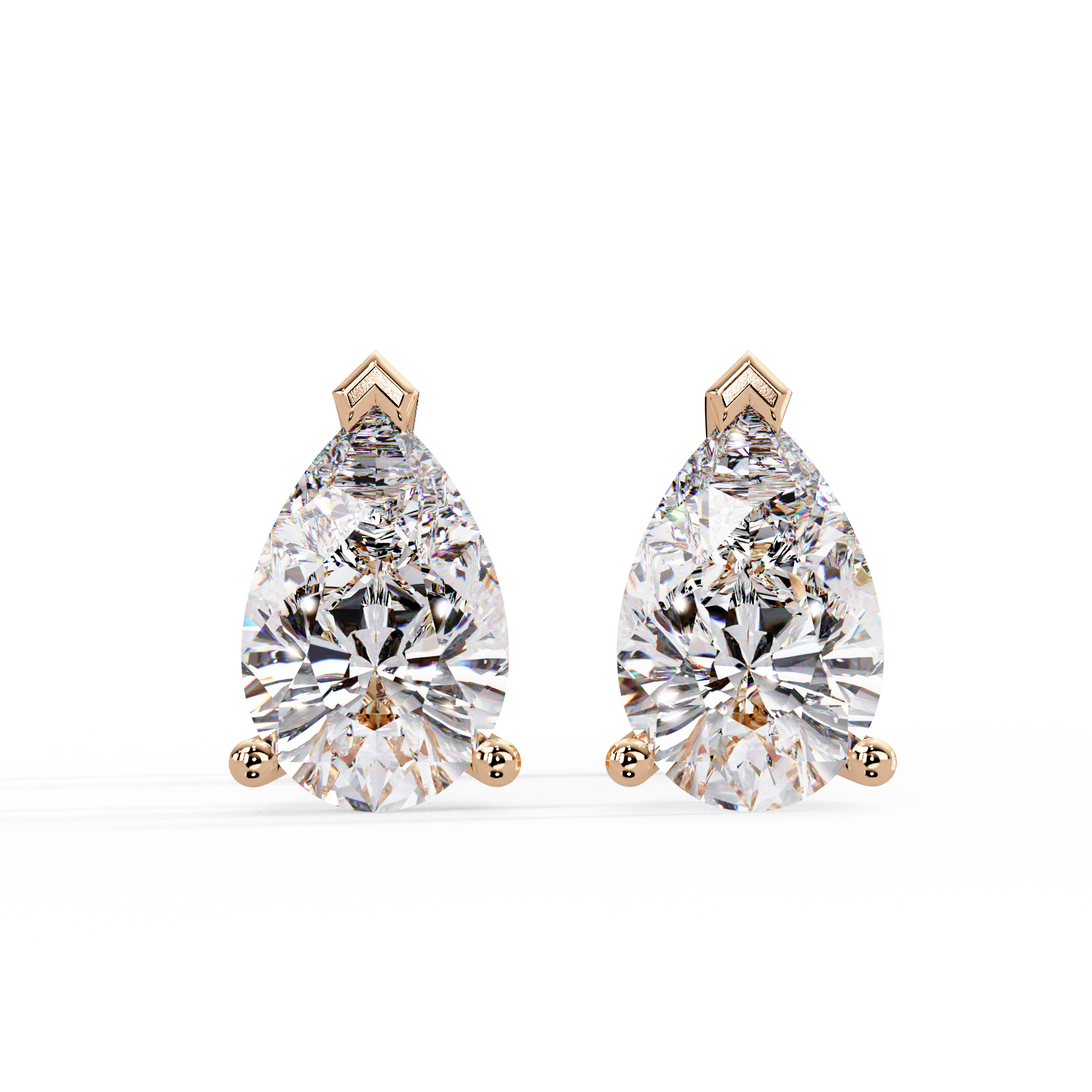 Pear Cut Solitaire Lab Grown Diamond Stud Earrings