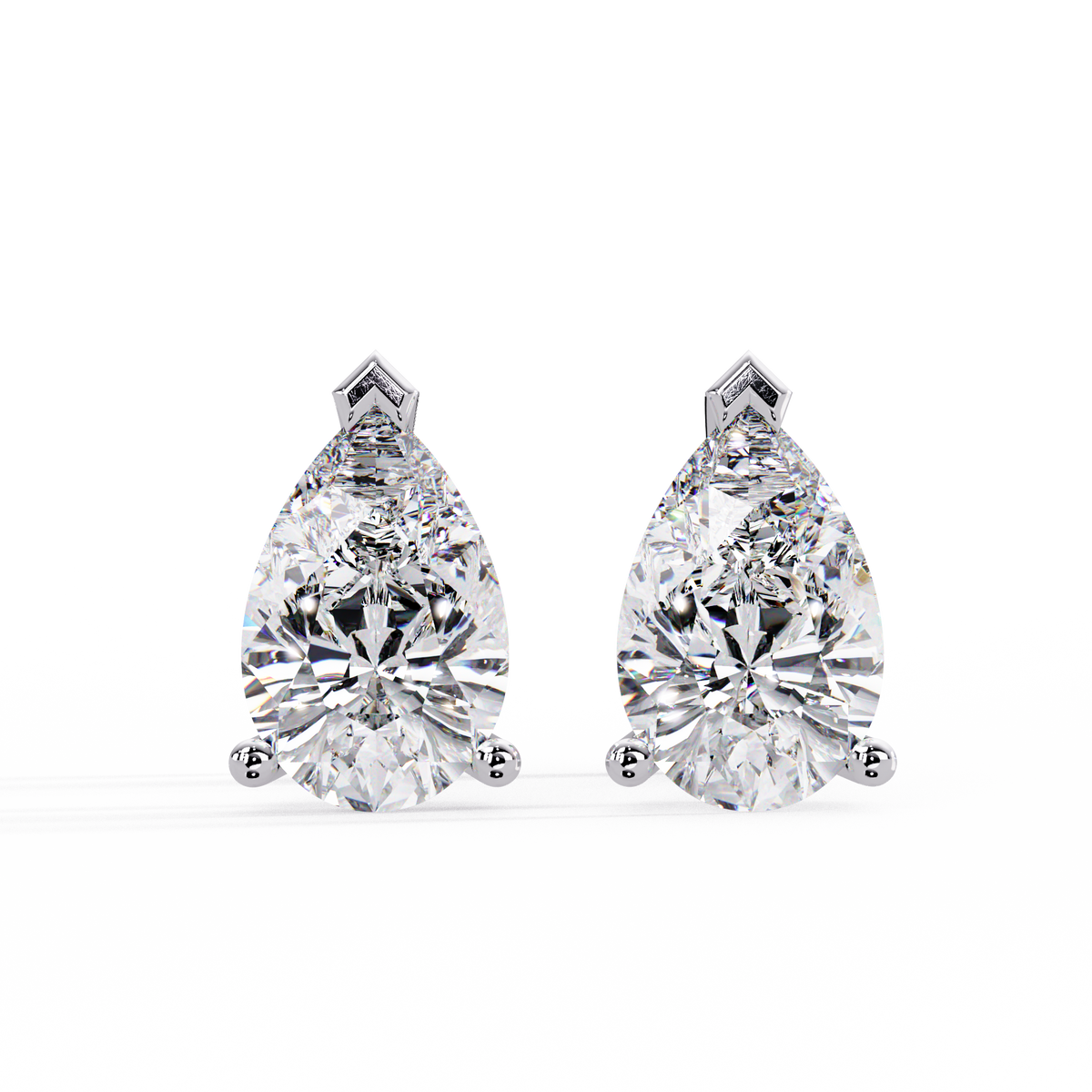 Pear Cut Solitaire Lab Grown Diamond Stud Earrings