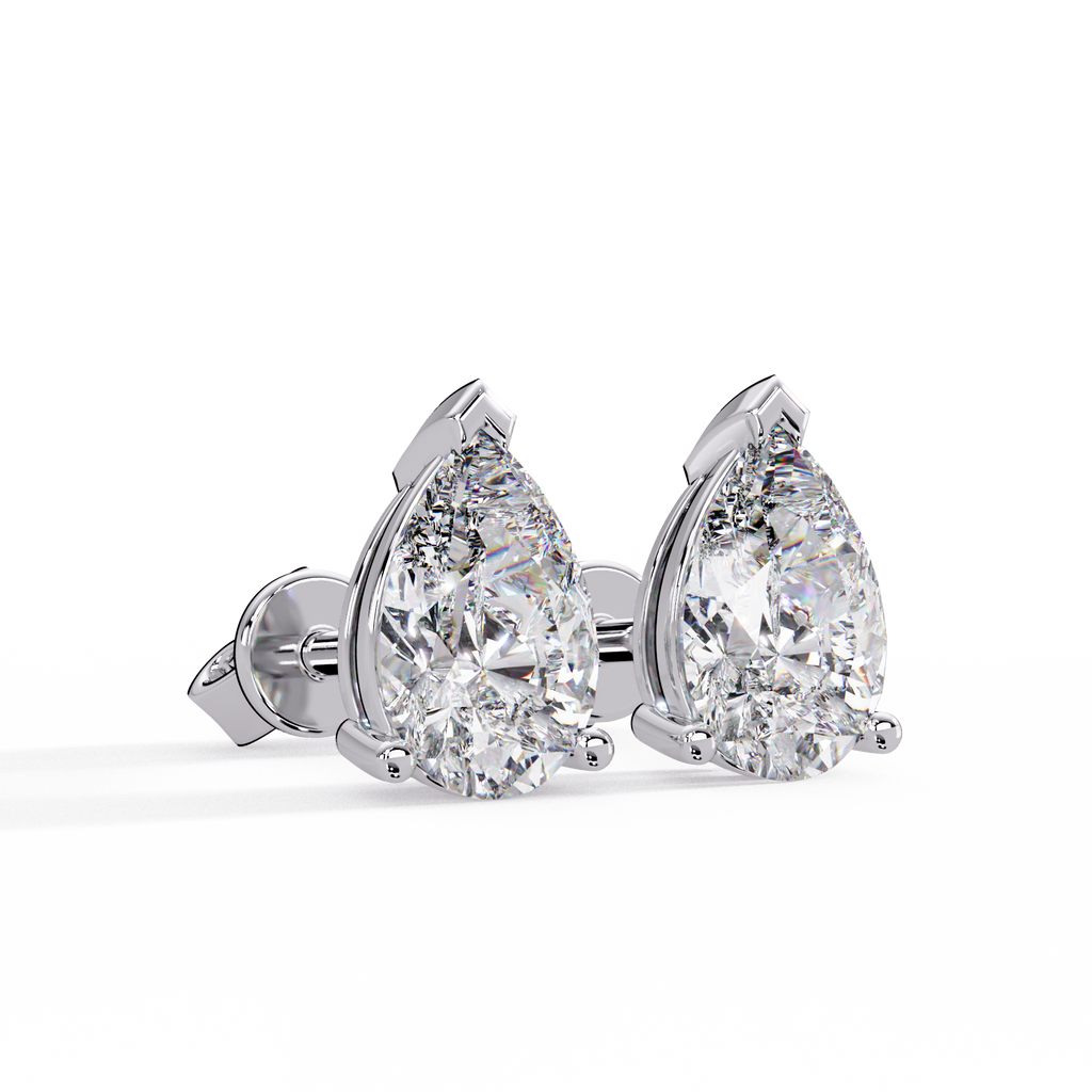Pear Cut Solitaire Lab Grown Diamond Stud Earrings