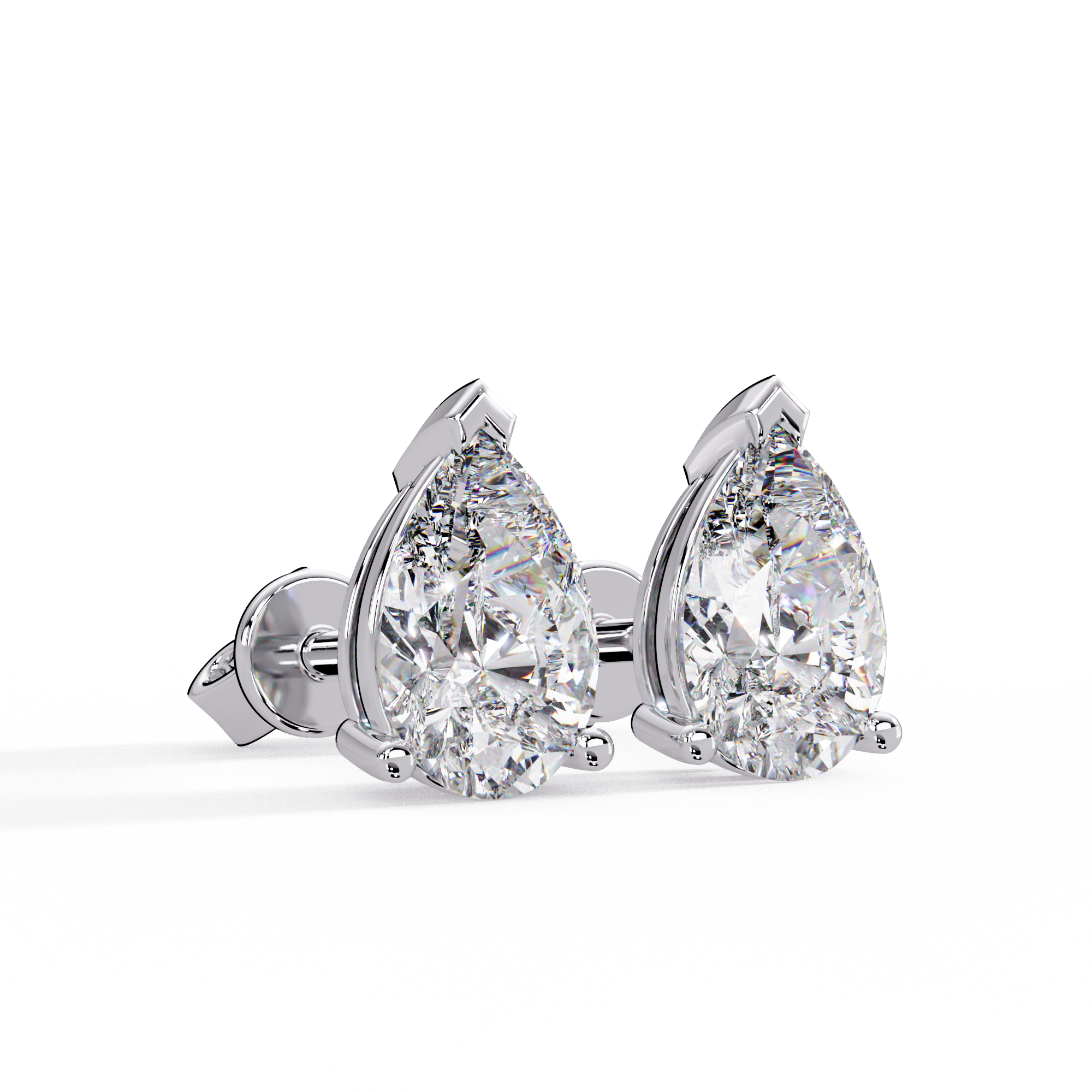 Pear Cut Solitaire Lab Grown Diamond Stud Earrings