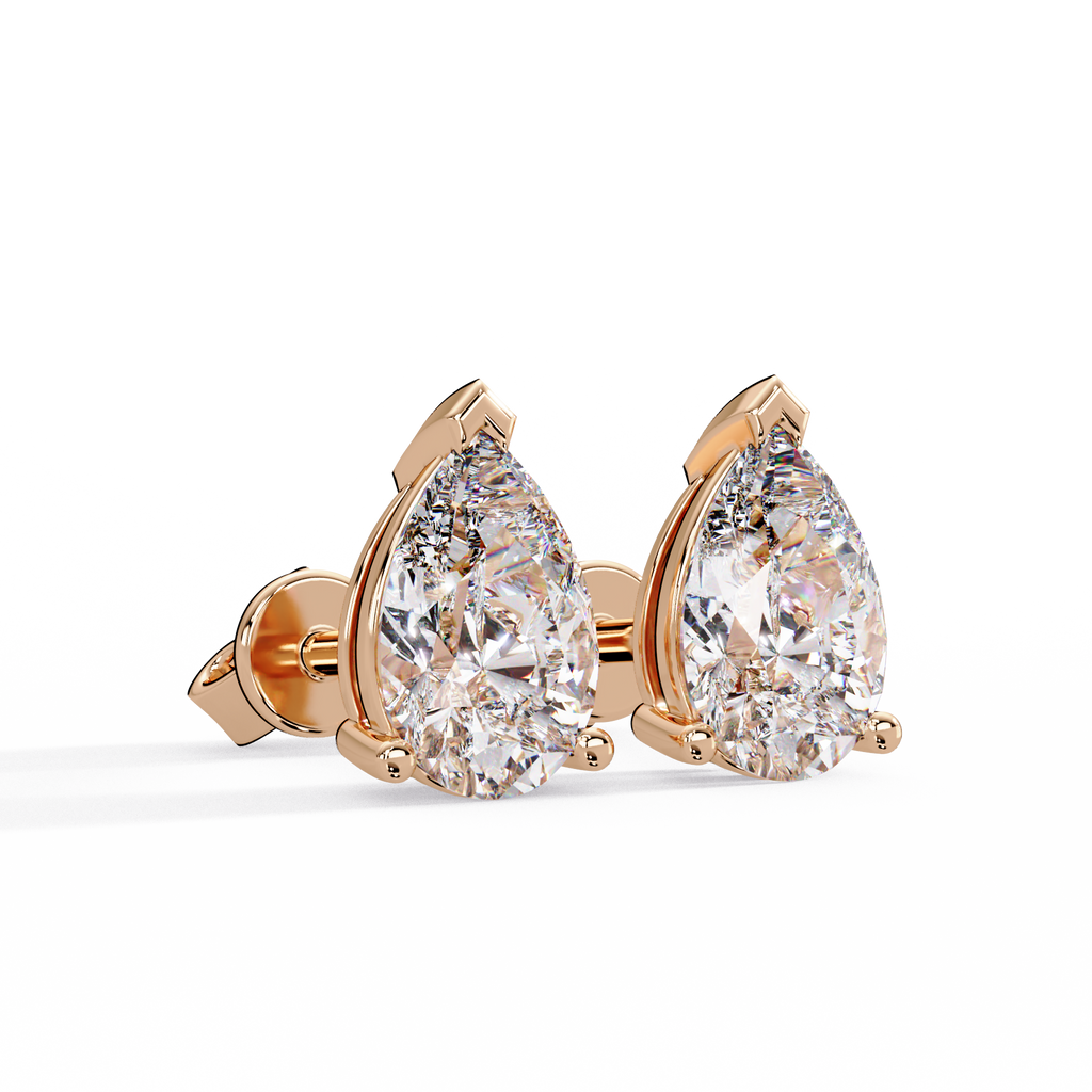 Pear Cut Solitaire Lab Grown Diamond Stud Earrings