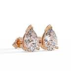 Pear Cut Solitaire Lab Grown Diamond Stud Earrings