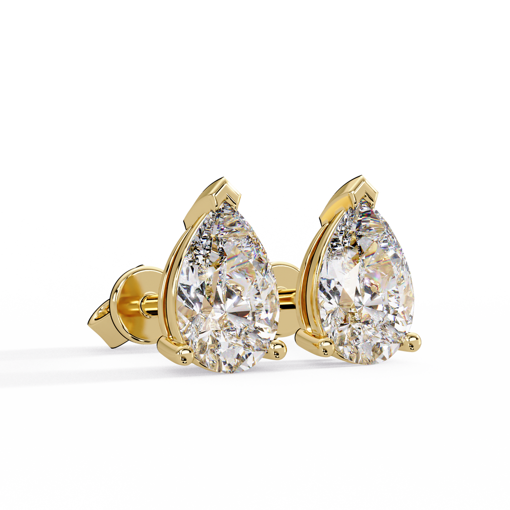 Pear Cut Solitaire Lab Grown Diamond Stud Earrings