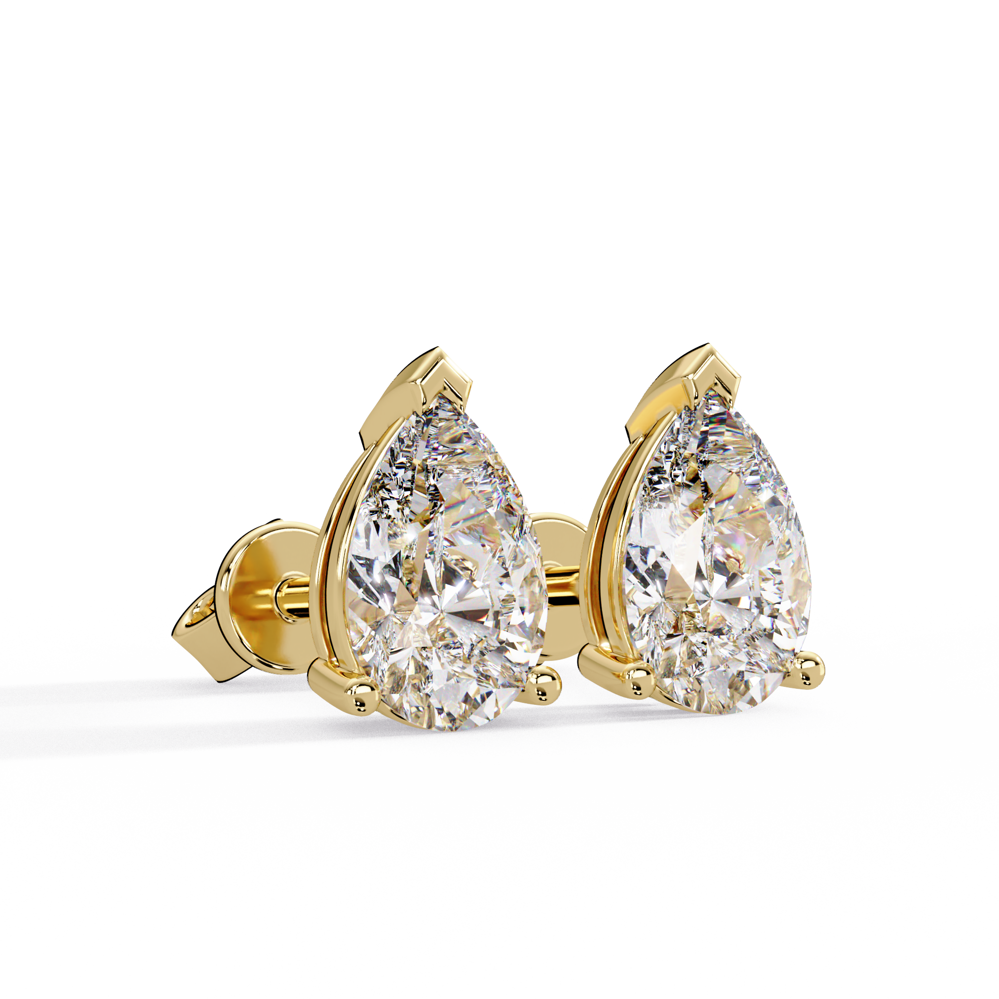 Pear Cut Solitaire Lab Grown Diamond Stud Earrings