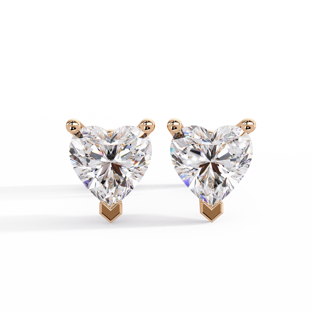 Heart Shaped Diamond Stud Earrings
