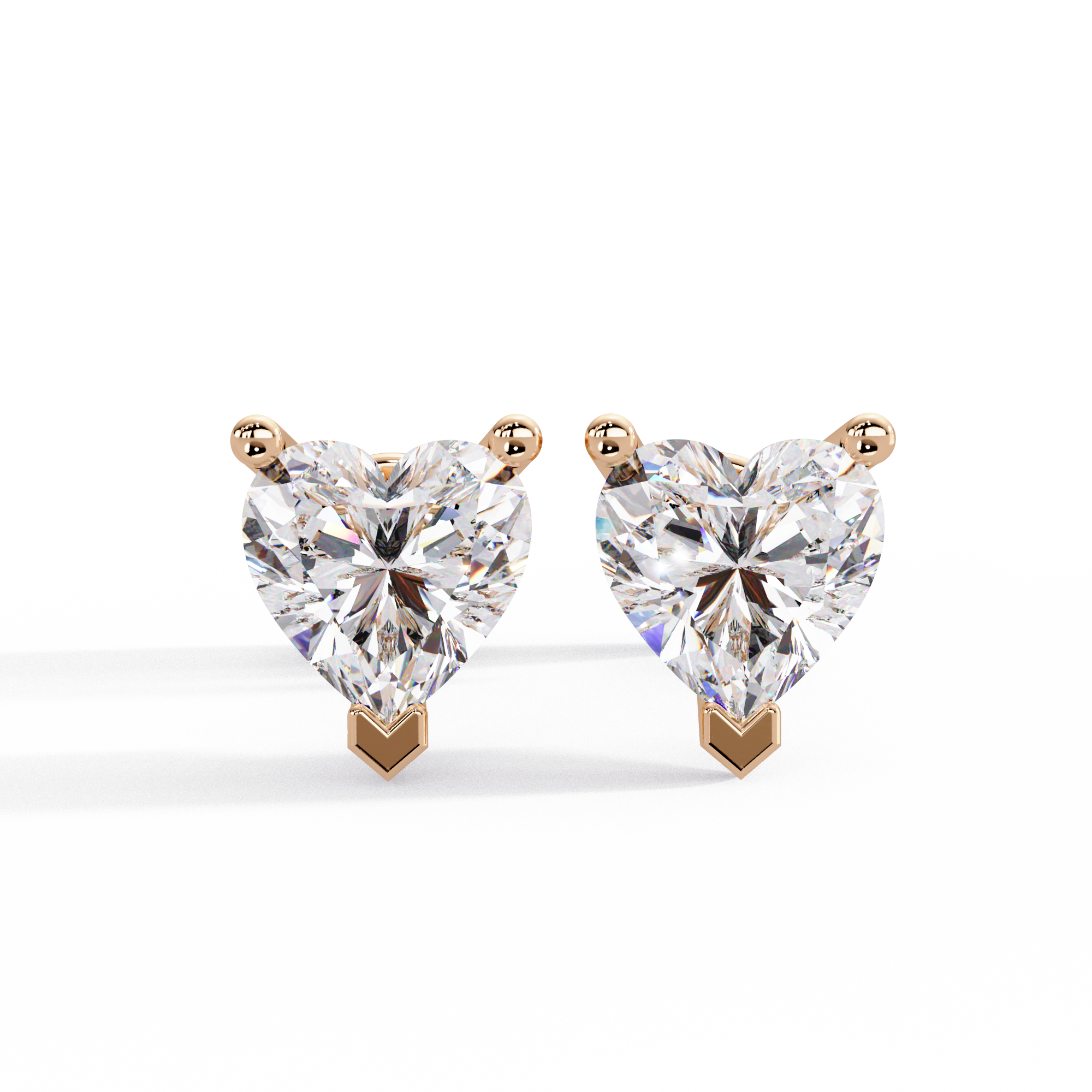 Heart Shaped Diamond Stud Earrings
