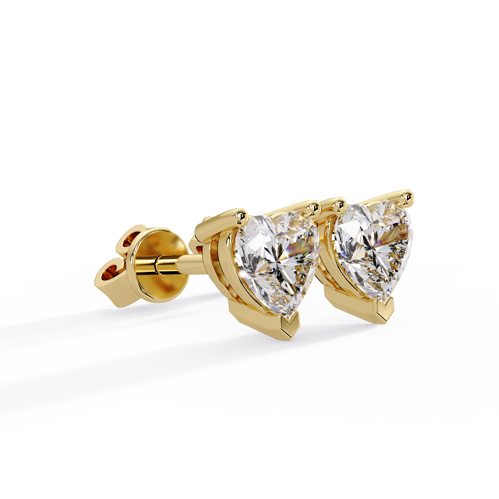 Heart Shaped Diamond Stud Earrings