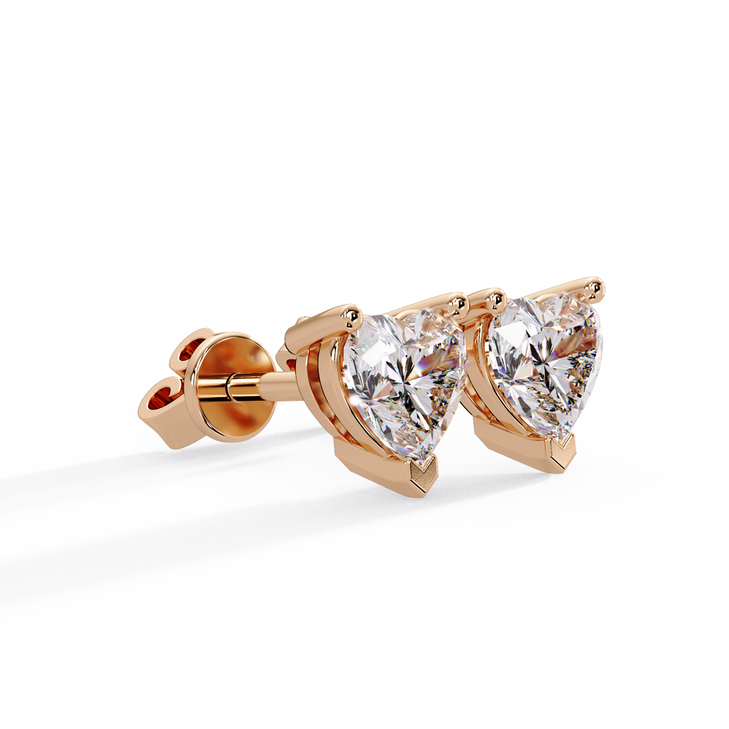 Heart Shaped Diamond Stud Earrings