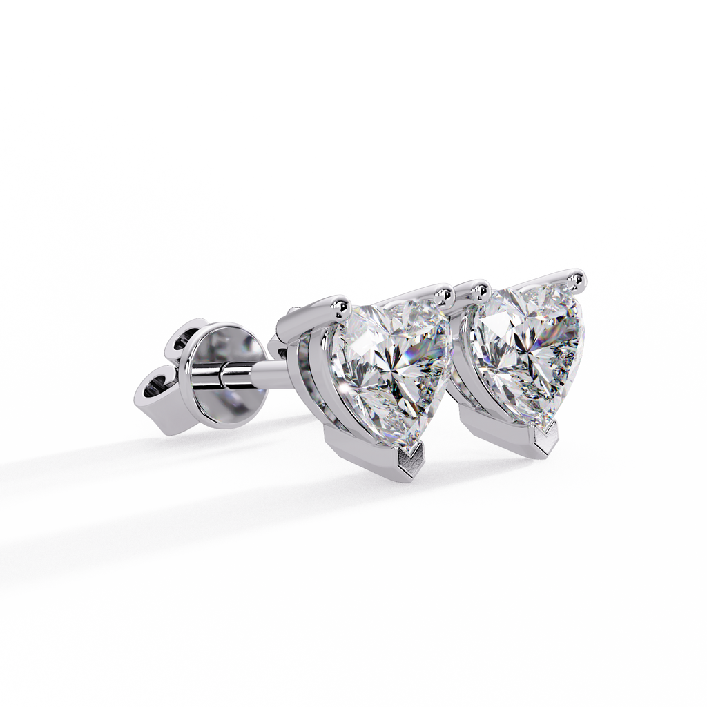Heart Shaped Diamond Stud Earrings