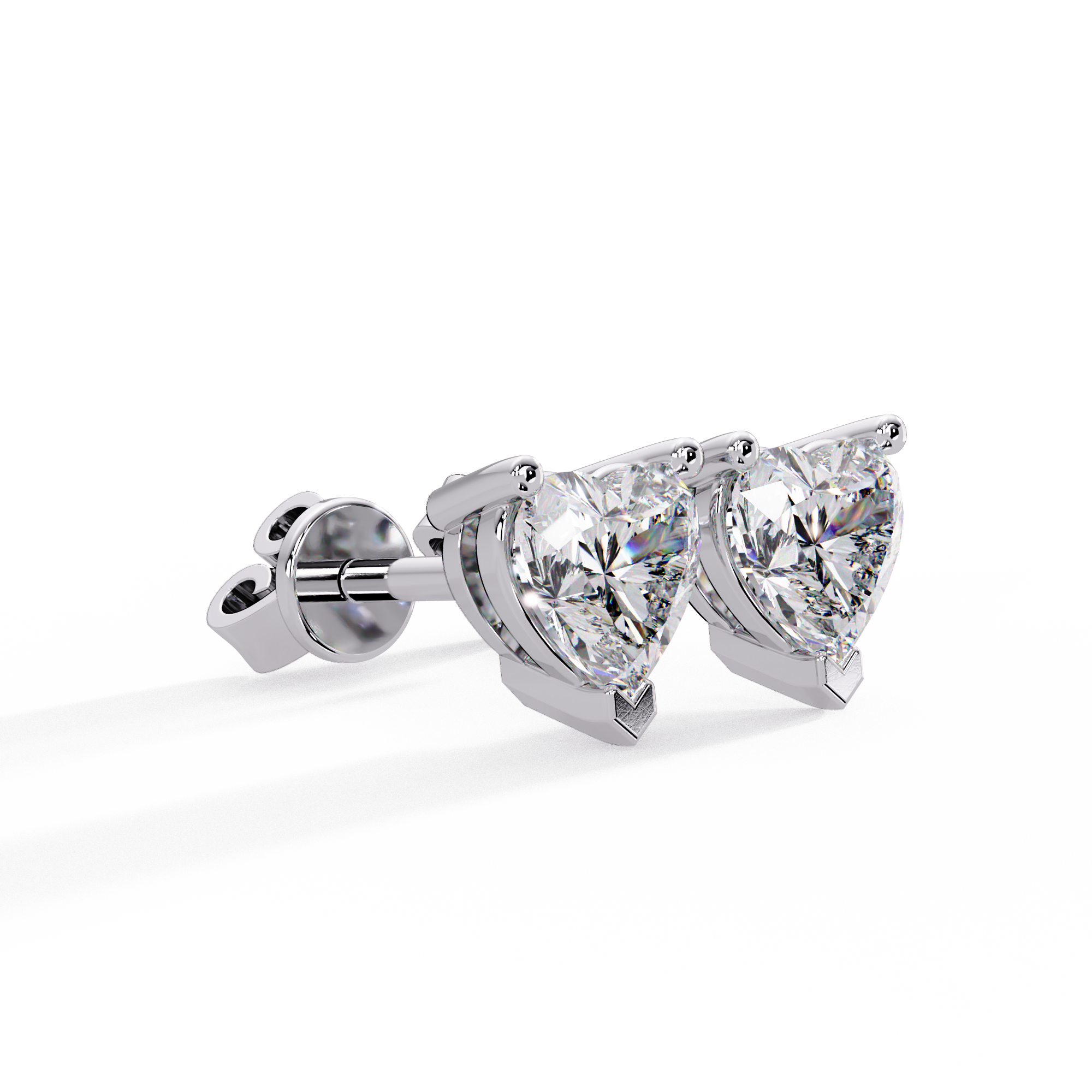 Heart Shaped Diamond Stud Earrings