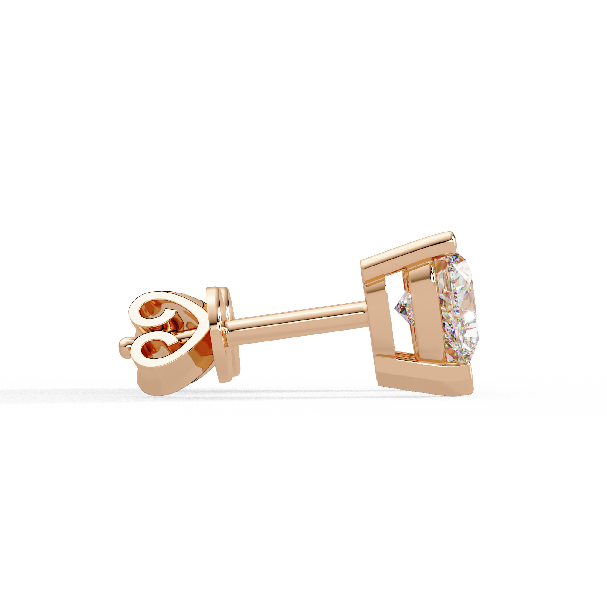 Heart Shaped Diamond Stud Earrings